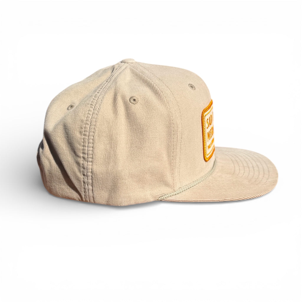 Badge Corduroy Rope Hat - Tan